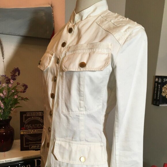 Jimmy Taverniti White Snap Front Military Jacket - Picture 8 of 12
